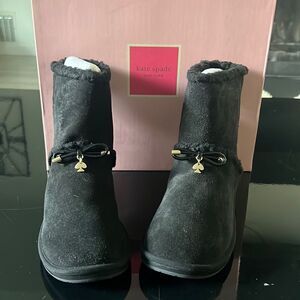 Kate Spade Faux Shearling Suede Boots black